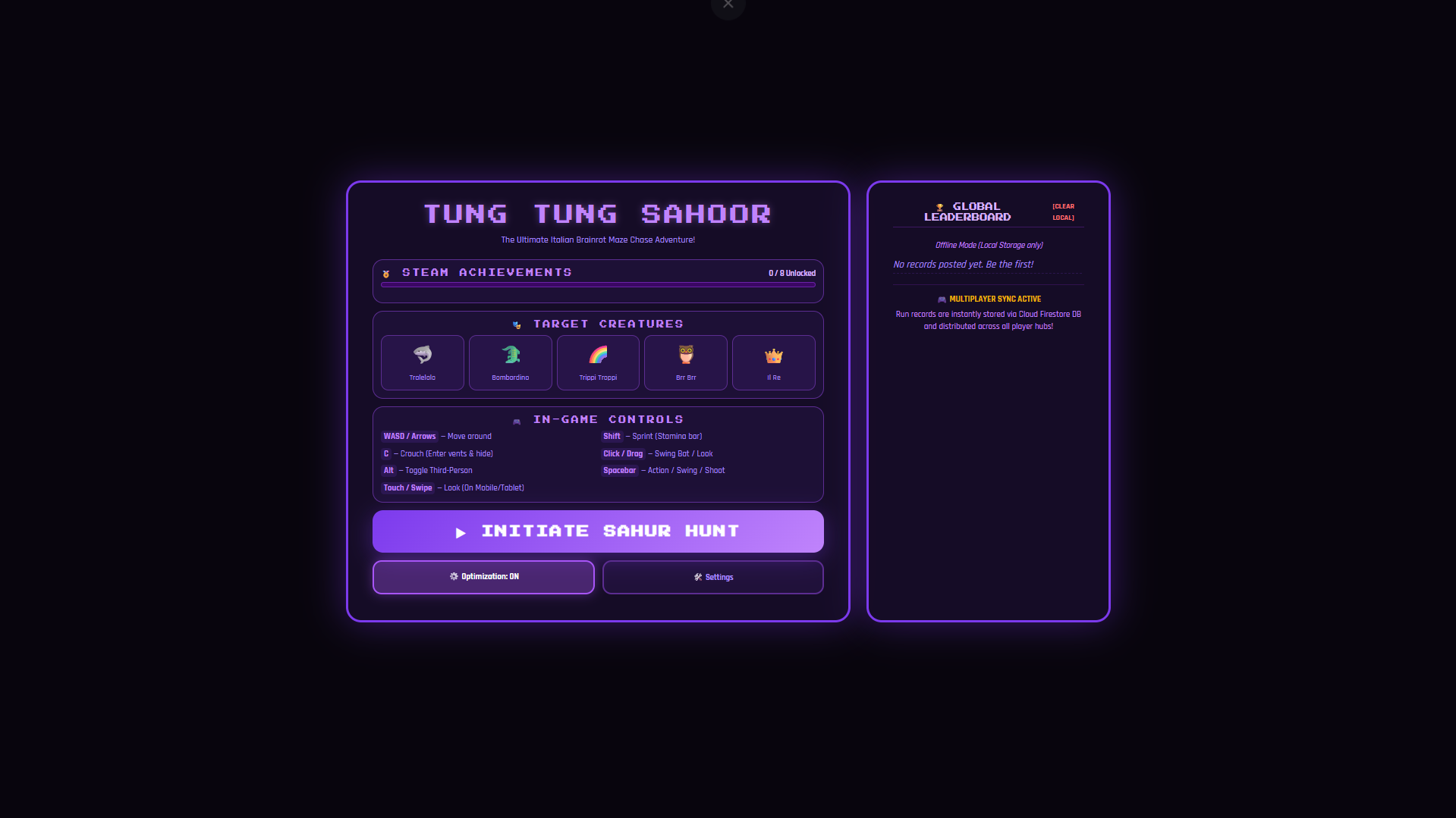 Tung Tung Sahoor main menu